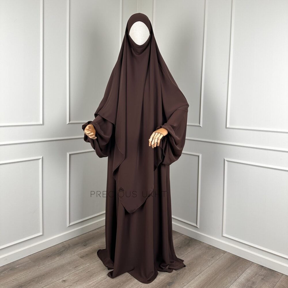Amira Khimaar Long 'Chocolate' (Medina Silk Fabric)