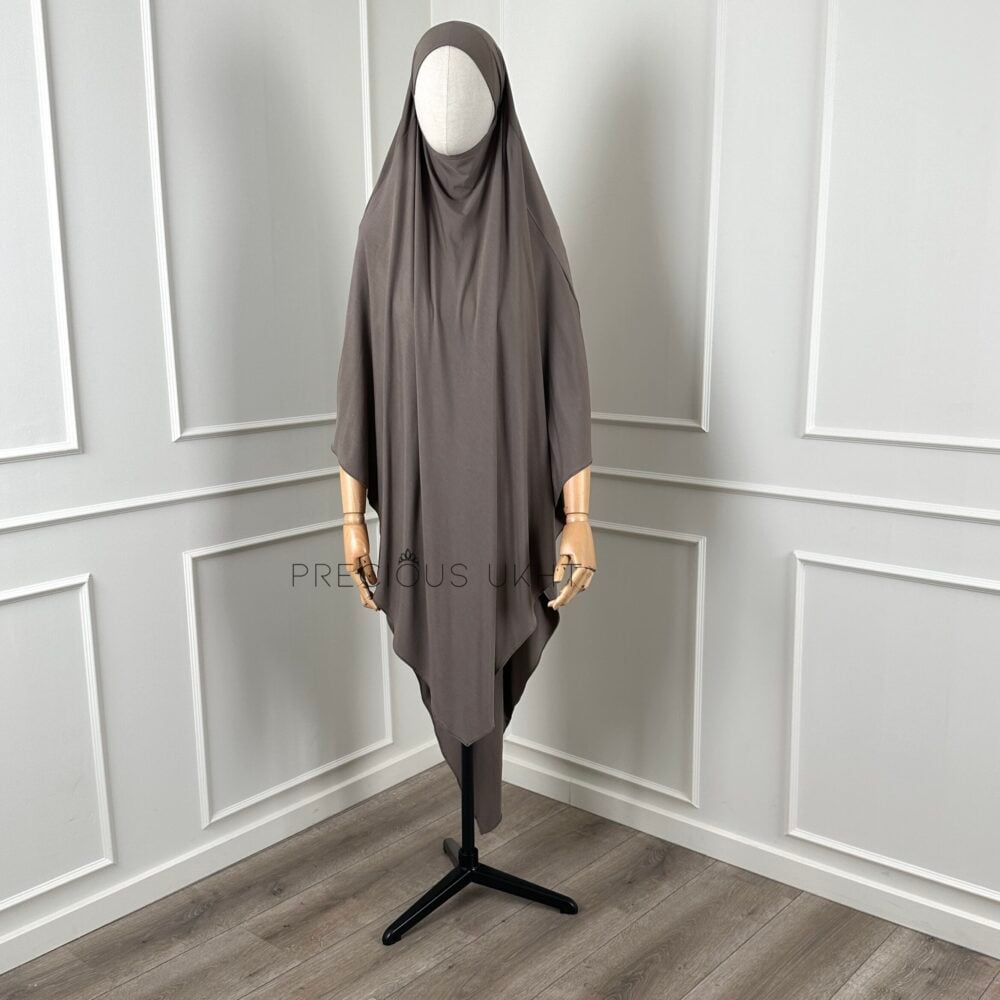 Amira Khimaar Long 'Dark Taupe' (Bamboo Fabric)