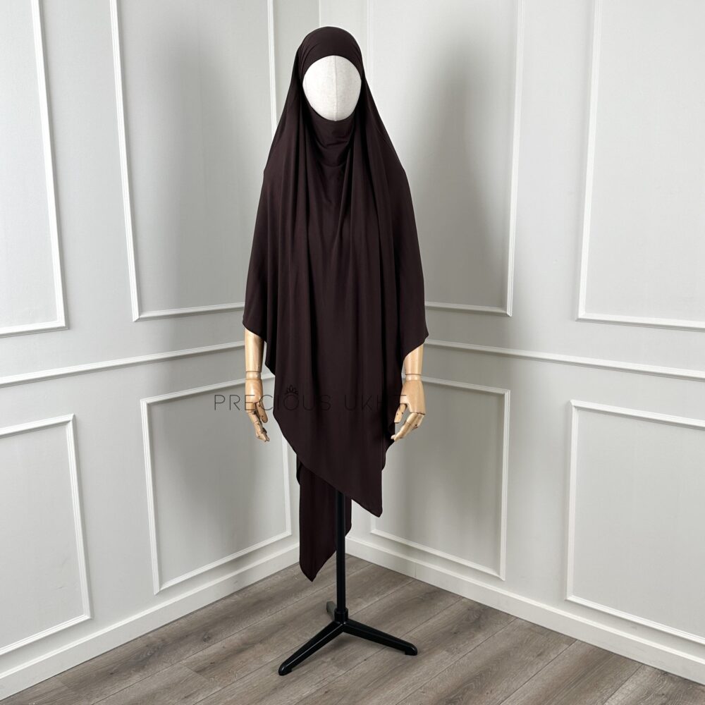 Amira Khimaar Long 'Dark Brown' (Bamboo Fabric)