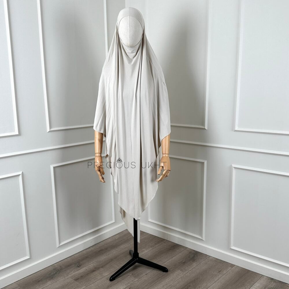 Amira Khimaar Long 'Light Beige' (Bamboo Fabric)