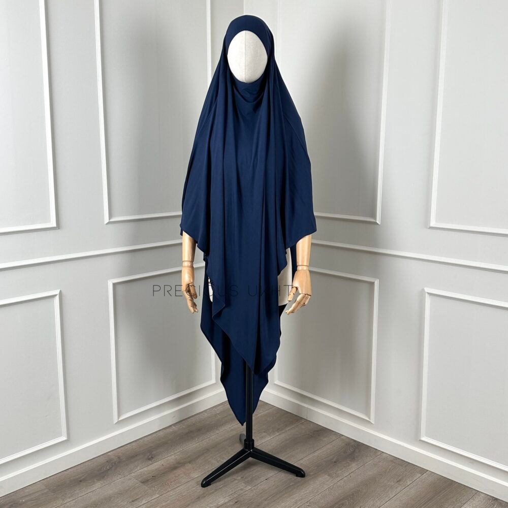 Amira Khimaar Long 'Dark Blue' (Bamboo Fabric)