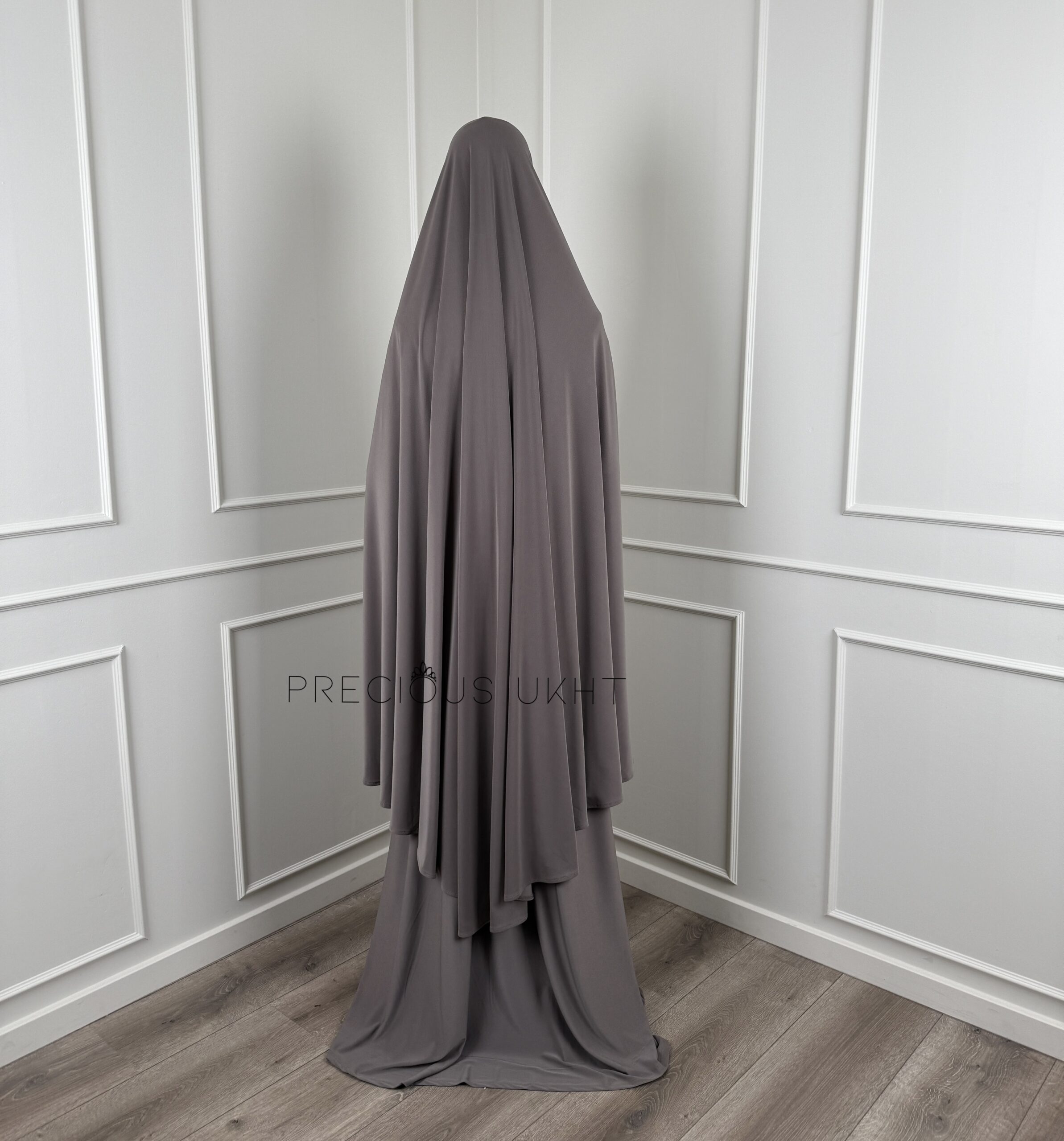 Premium Jersey Extra Long Khimaar & Rok 'Dark Taupe' - Afbeelding 2
