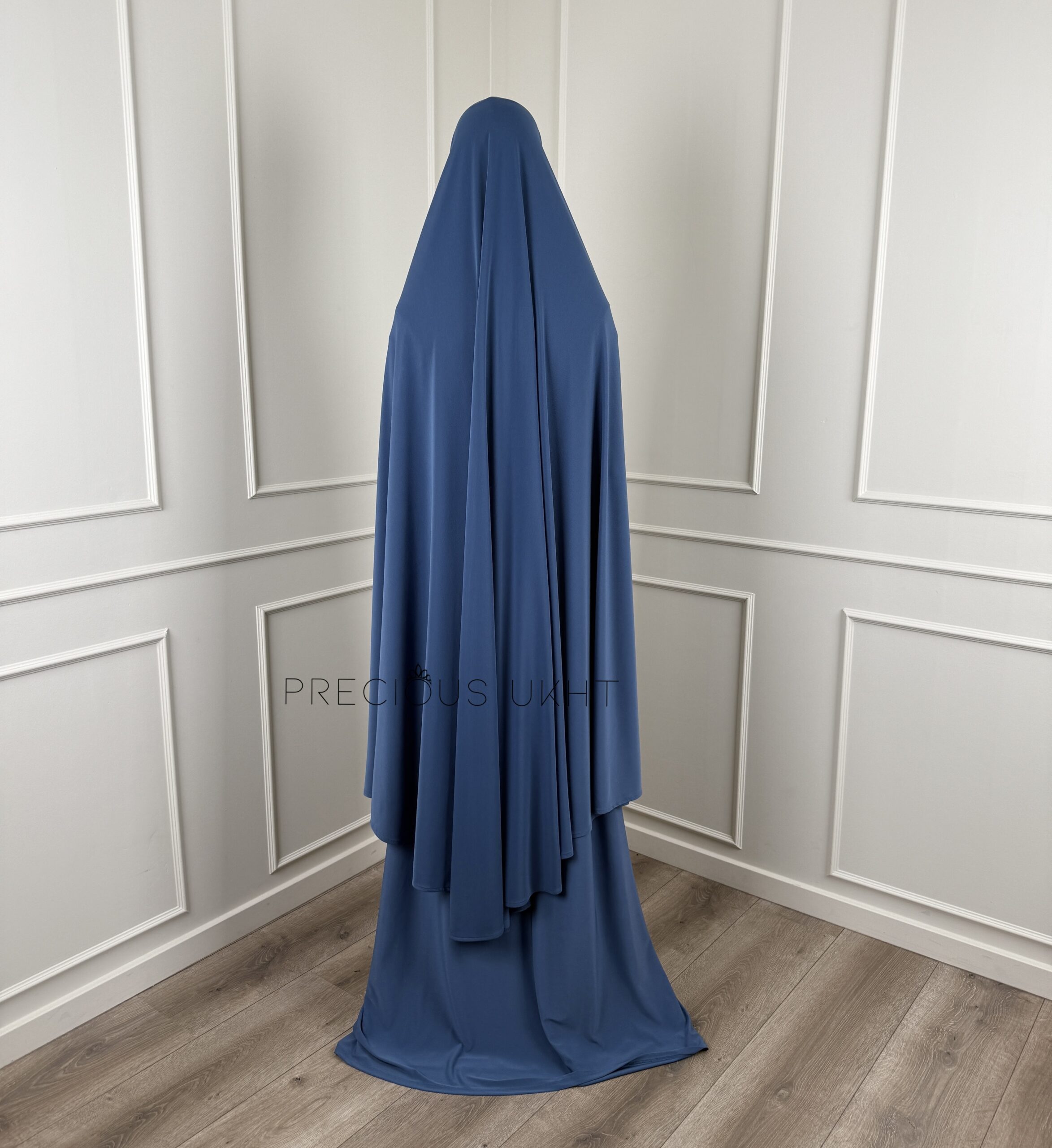 Premium Jersey Extra Long Khimaar & Rok 'Jeans Blue' - Afbeelding 2
