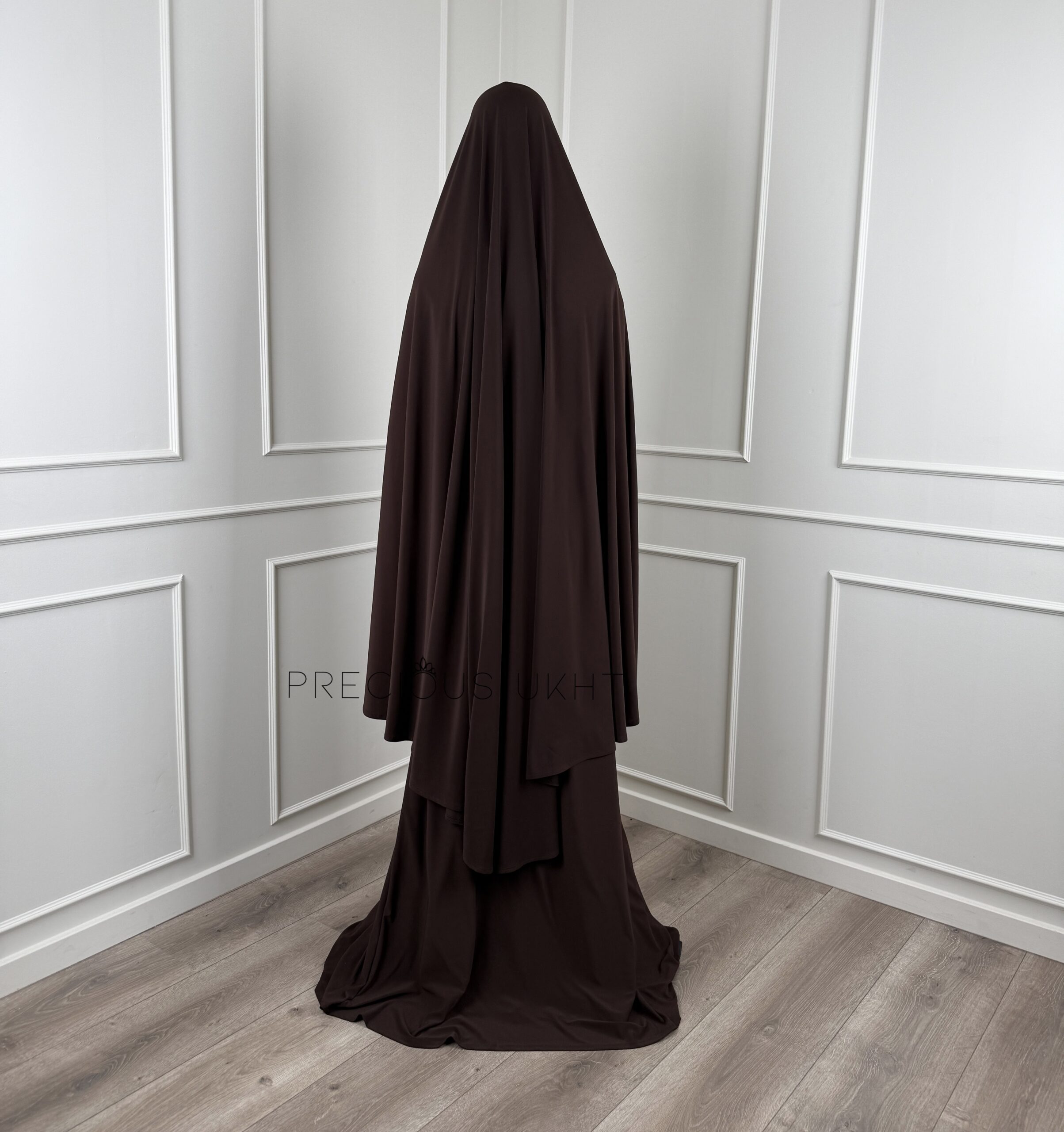 Premium Jersey Extra Long Khimaar & Rok 'Chocolate Brown' - Afbeelding 2