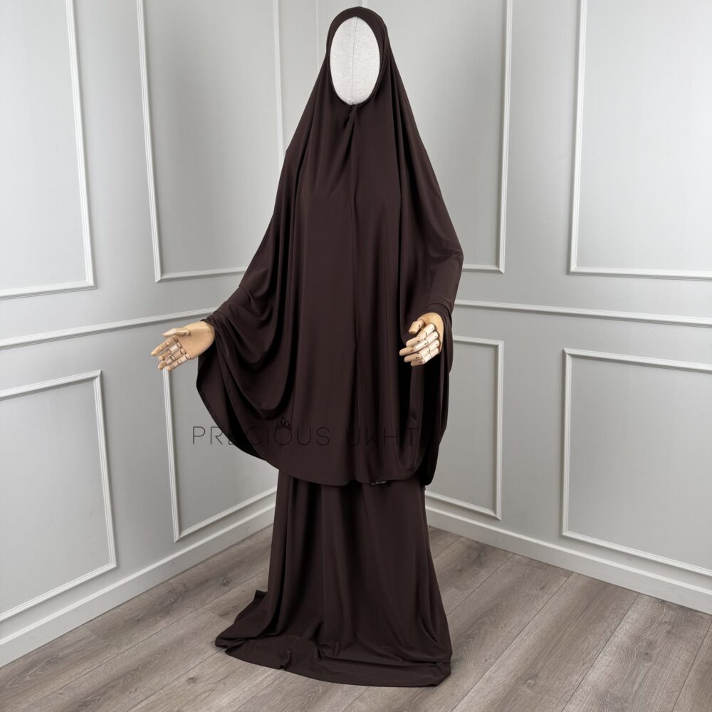 Premium Jersey Extra Long Khimaar & Rok 'Chocolate Brown'