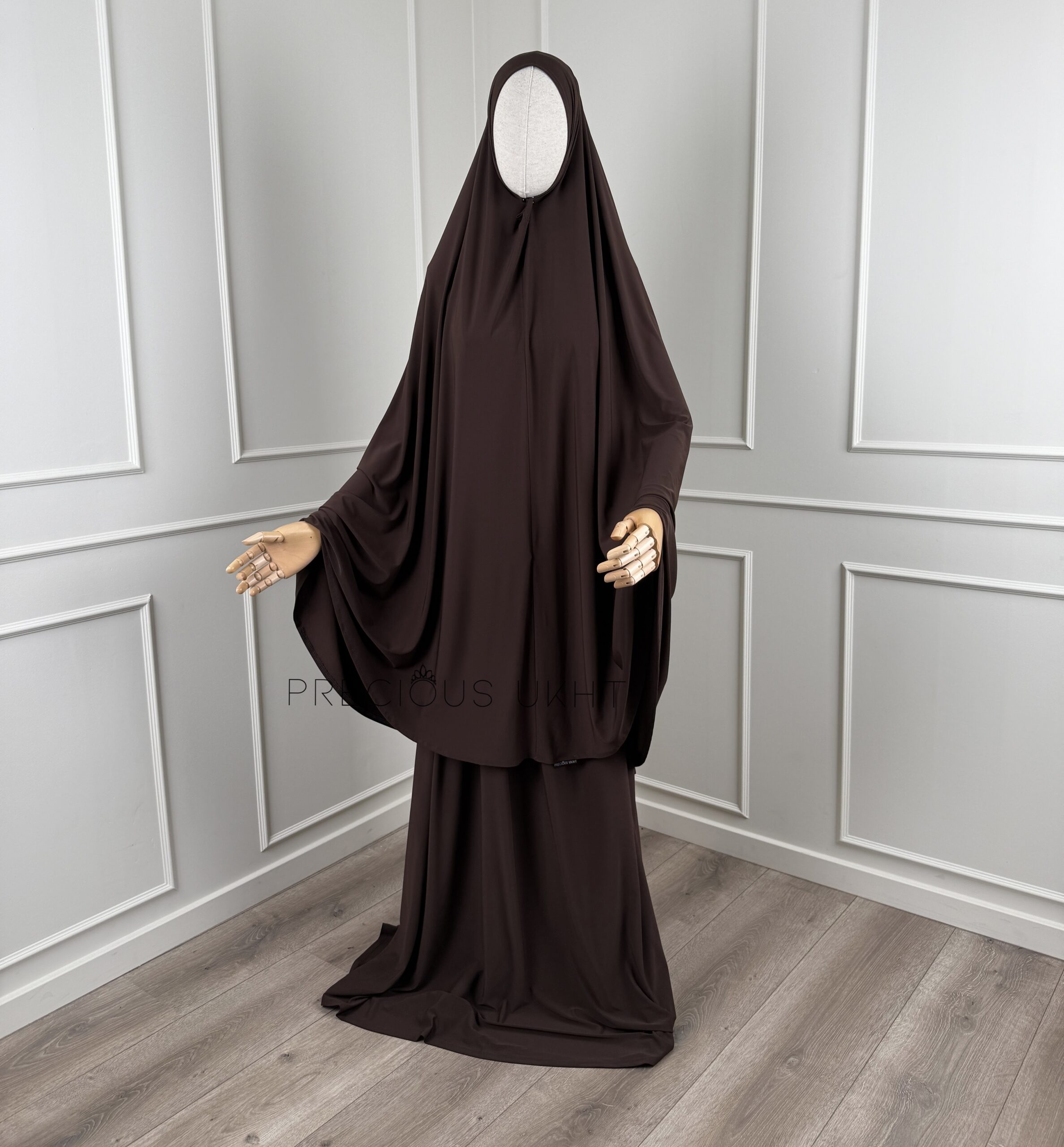 Premium Jersey Extra Long Khimaar & Rok 'Chocolate Brown'