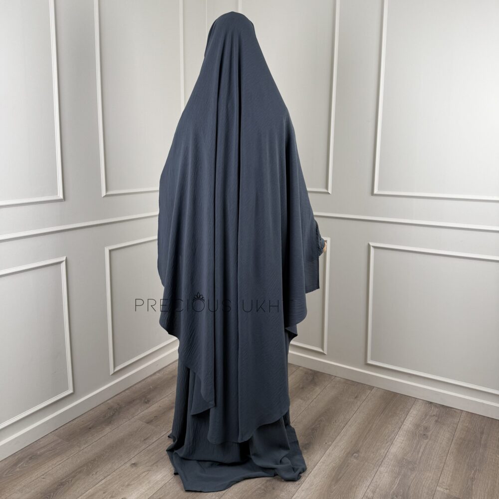 Alternative view of Tieback Knie Khimaar Yemeni ‘Navy Grey’ (Stretch)