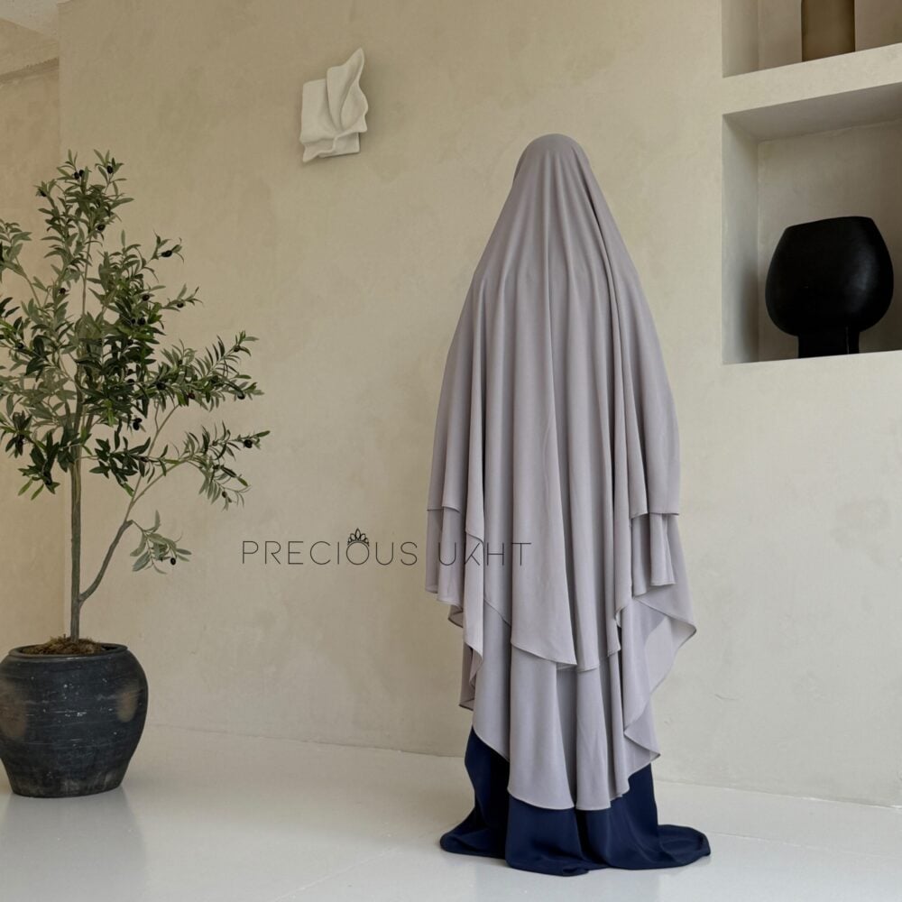 Alternative view of 2 Laags Yemeni Chiffon Khimaar 'Gravel Grey'