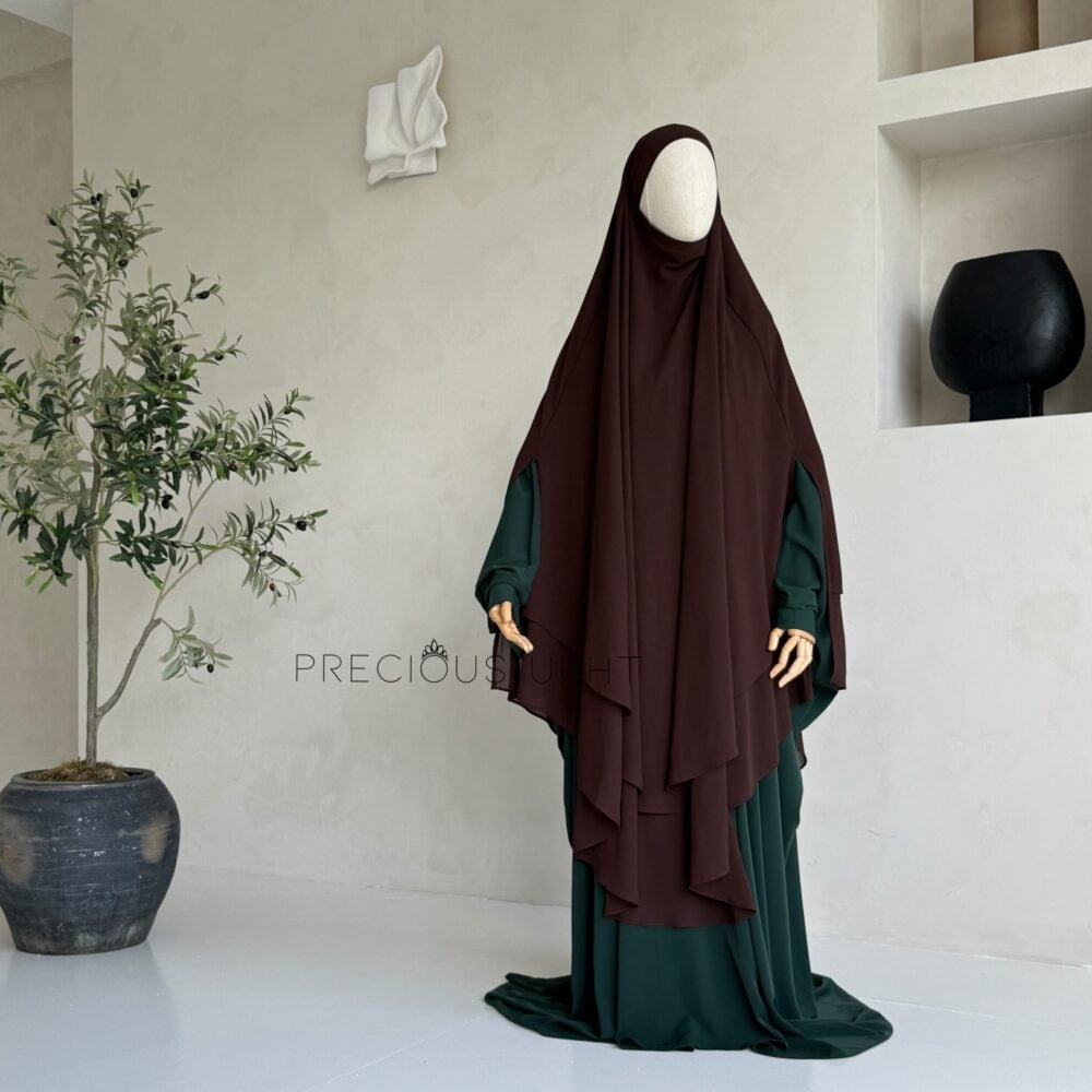 2 Laags Yemeni Chiffon Khimaar 'Dark Brown'