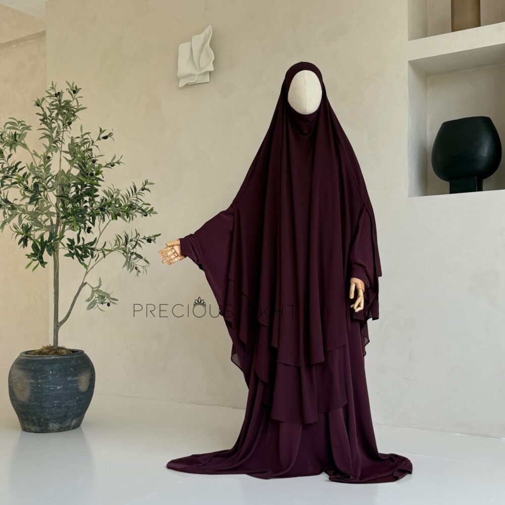 2 Laags Yemeni Chiffon Khimaar 'Plum'