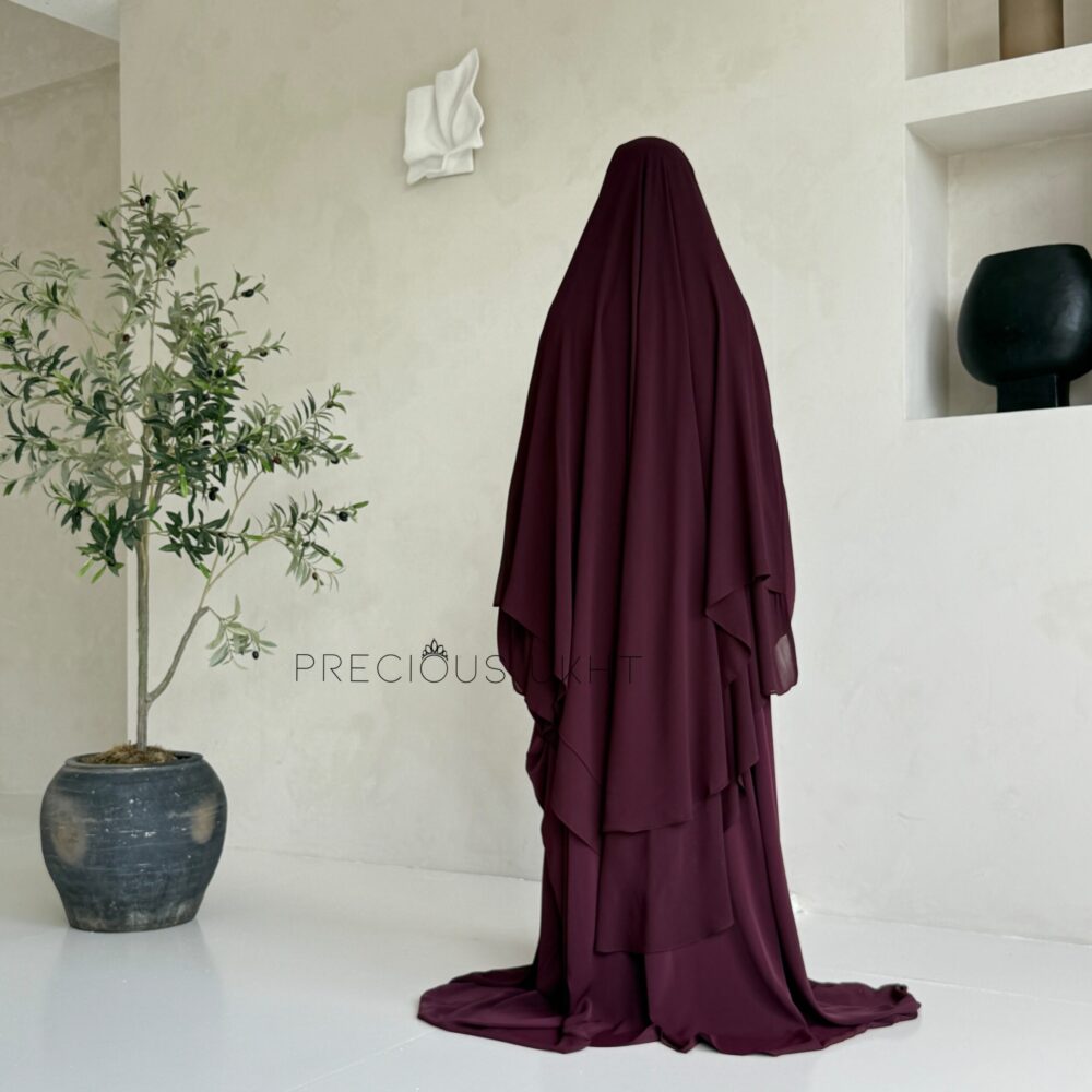 Alternative view of 2 Laags Yemeni Chiffon Khimaar 'Plum'