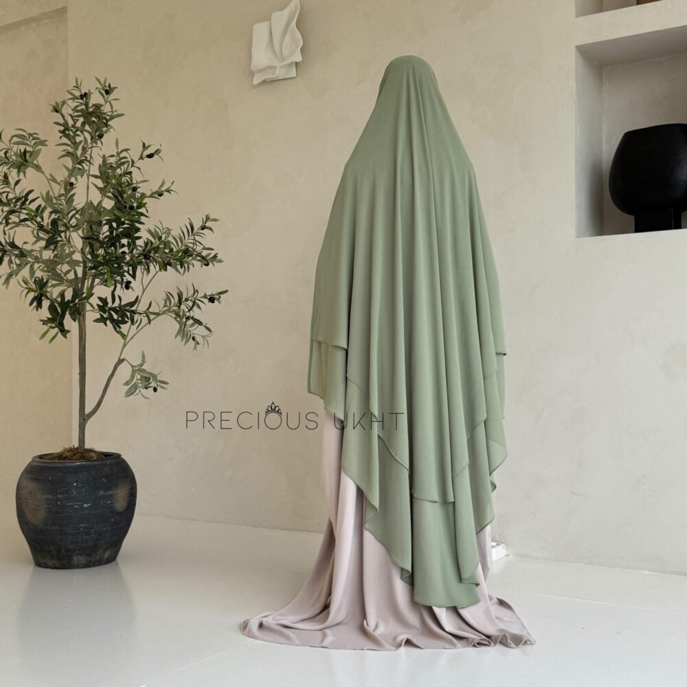 Alternative view of 2 Laags Yemeni Chiffon Khimaar 'Pistache'
