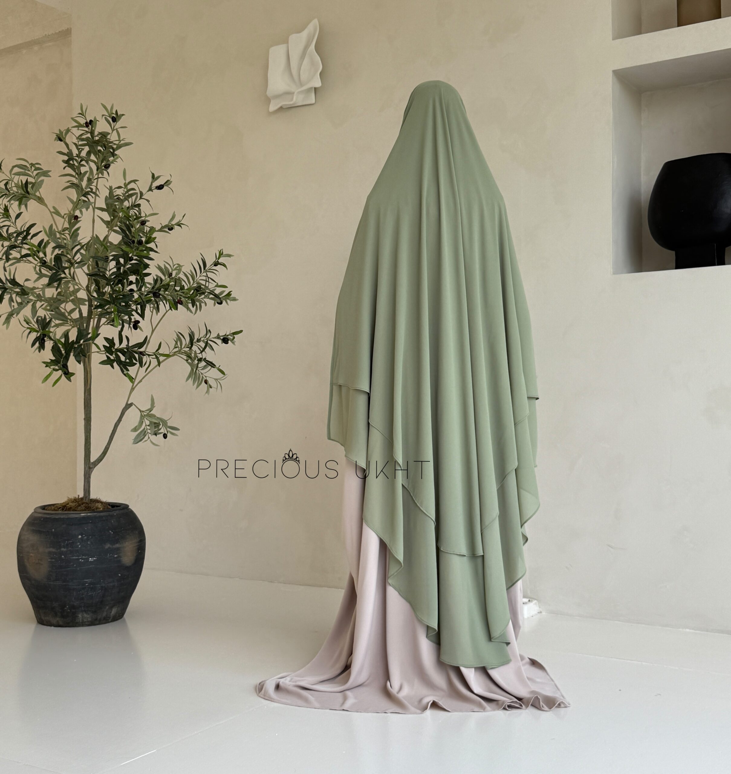 2 Laags Yemeni Chiffon Khimaar 'Pistache' - Afbeelding 2