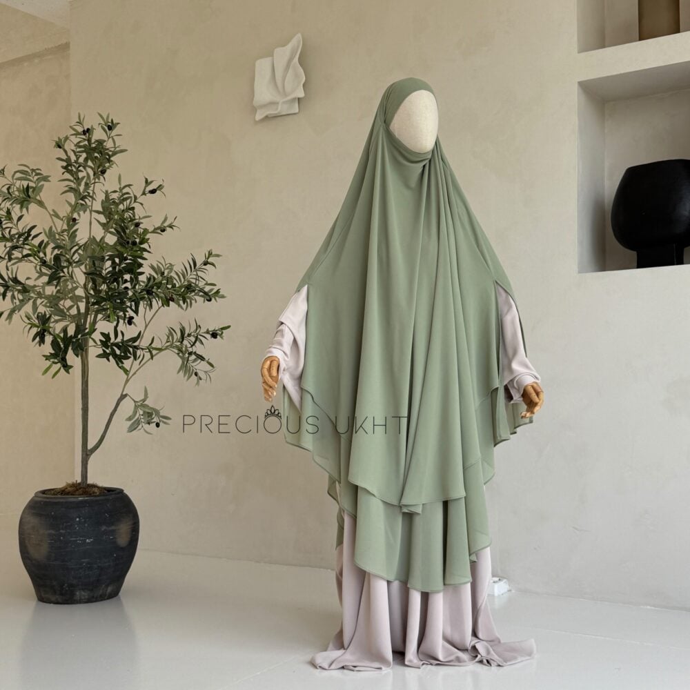 2 Laags Yemeni Chiffon Khimaar 'Pistache'