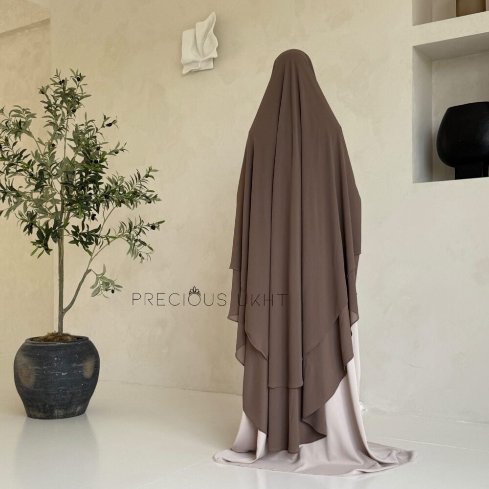 Alternative view of 2 Laags Yemeni Chiffon Khimaar 'Dark Taupe'