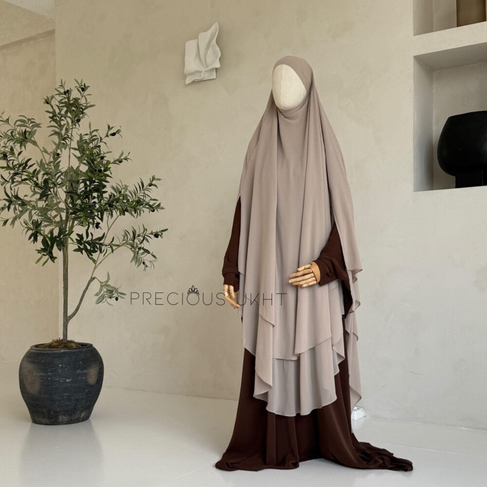 2 Laags Yemeni Chiffon Khimaar 'Beige'