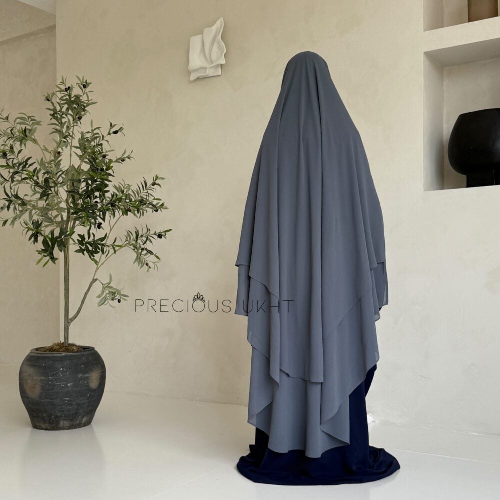 Alternative view of 2 Laags Yemeni Chiffon Khimaar 'Dark Grey'