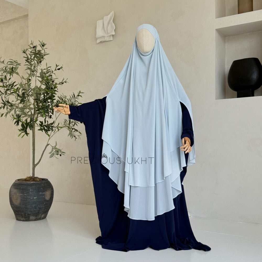 2 Laags Yemeni Chiffon Khimaar 'Sky Blue'