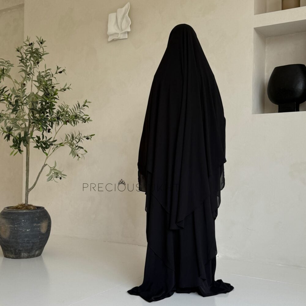 Alternative view of 2 Laags Yemeni Chiffon Khimaar 'Black'