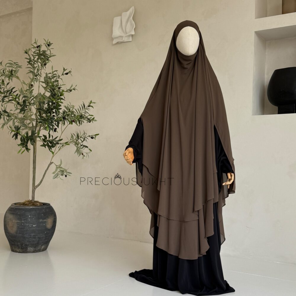 2 Laags Yemeni Chiffon Khimaar 'Umber'