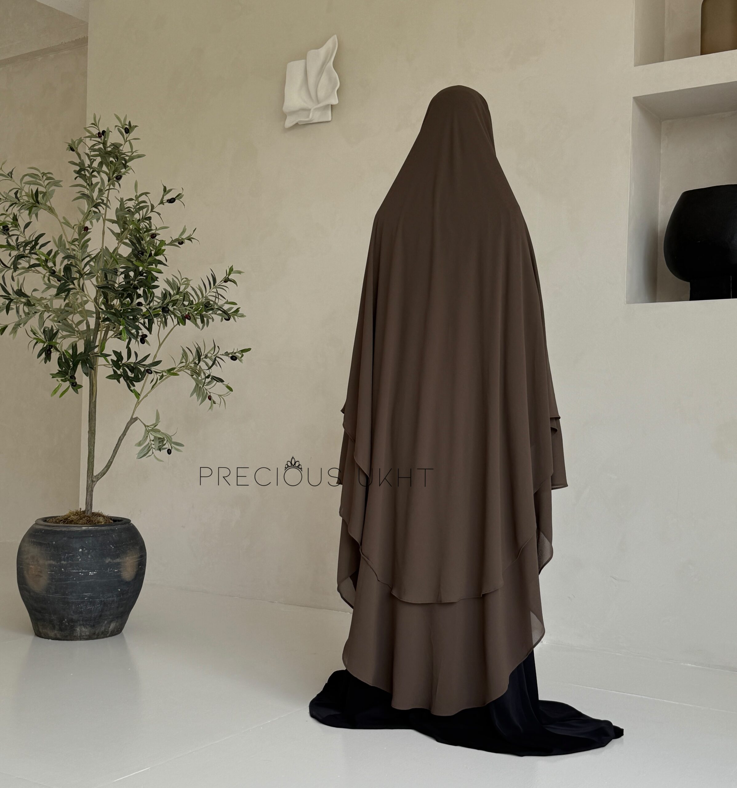 2 Laags Yemeni Chiffon Khimaar 'Umber' - Afbeelding 2