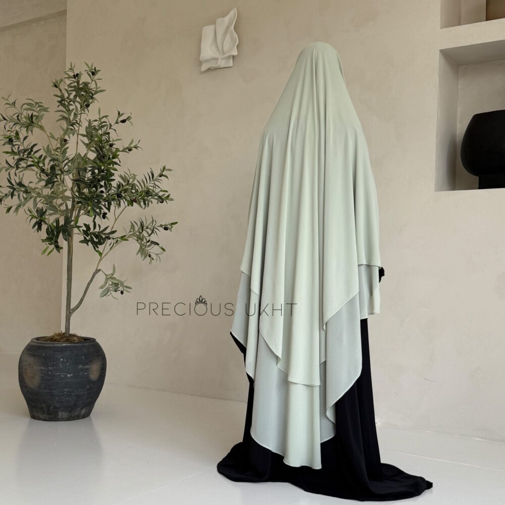 Alternative view of 2 Laags Yemeni Chiffon Khimaar 'Soft Mint'