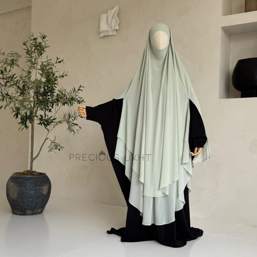 2 Laags Yemeni Chiffon Khimaar 'Soft Mint'