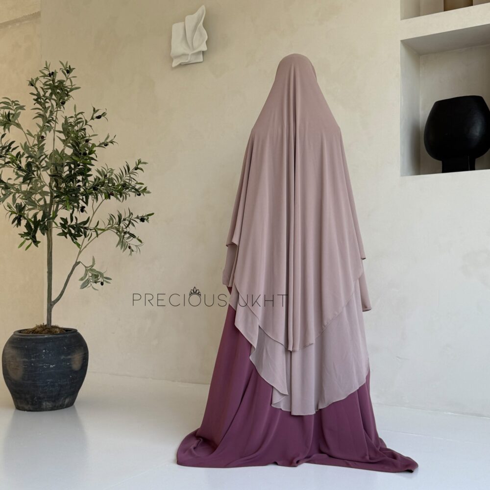 Alternative view of 2 Laags Yemeni Chiffon Khimaar 'Taupe Rose'