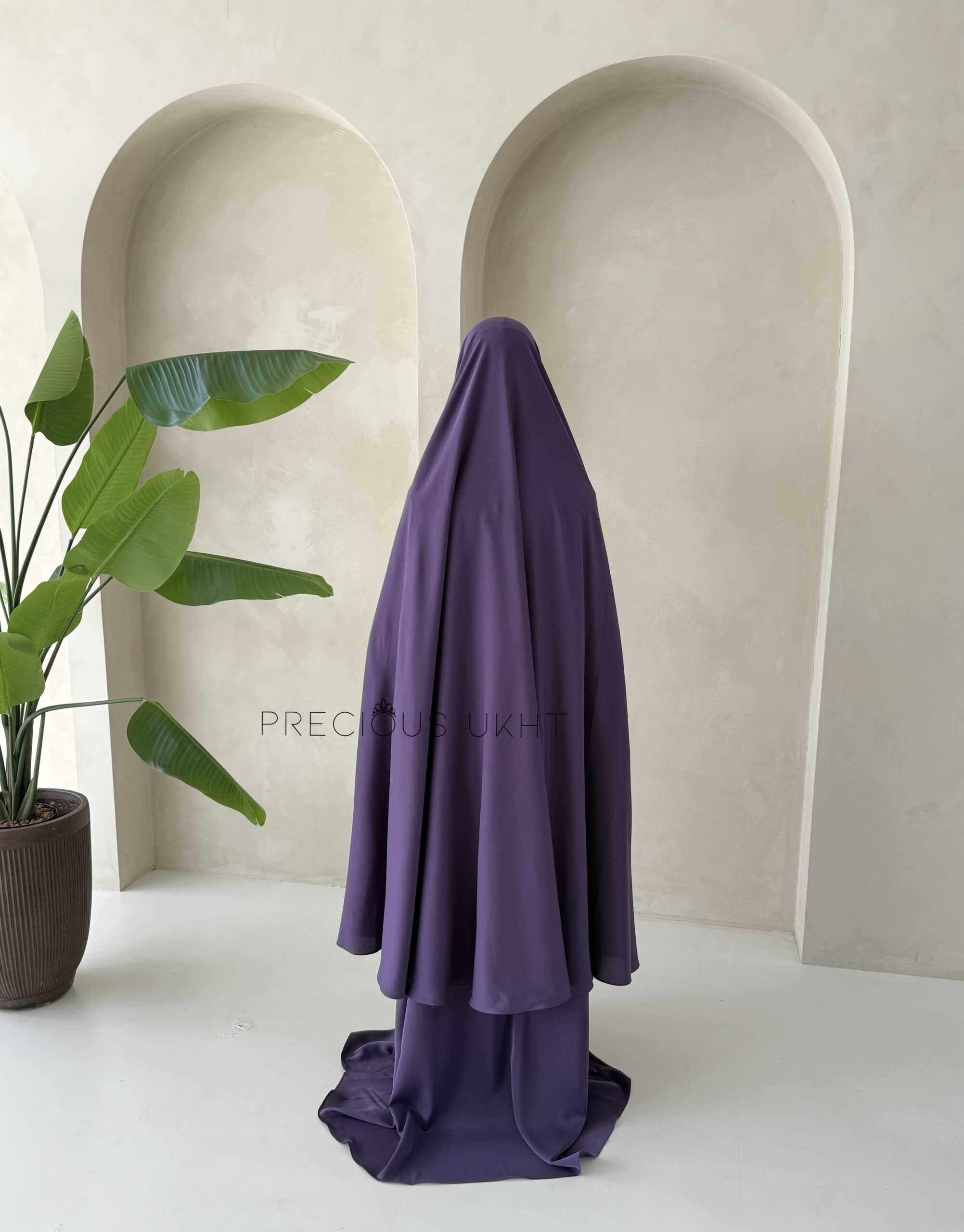 Chaymae Extra Long Khimaar & Abaya Set 'Imperial Plum' - Afbeelding 2