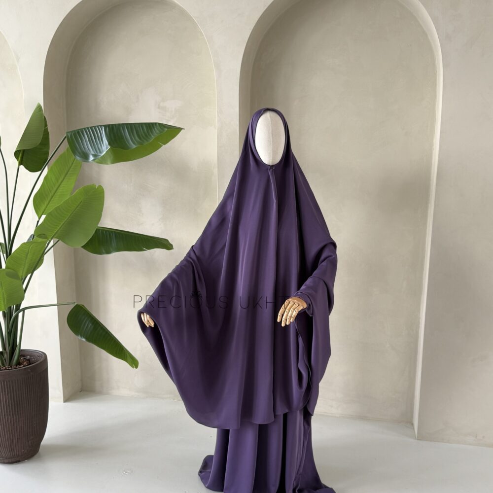 Chaymae Extra Long Khimaar & Abaya Set 'Imperial Plum'