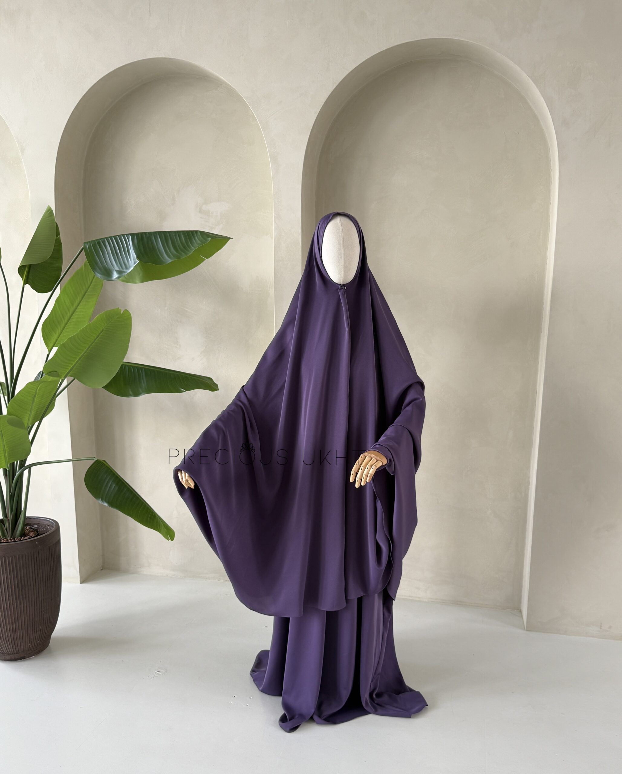 Chaymae Extra Long Khimaar & Abaya Set 'Imperial Plum'