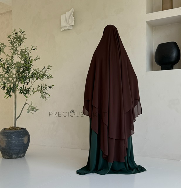 Alternative view of 2 Laags Yemeni Chiffon Khimaar 'Dark Brown'