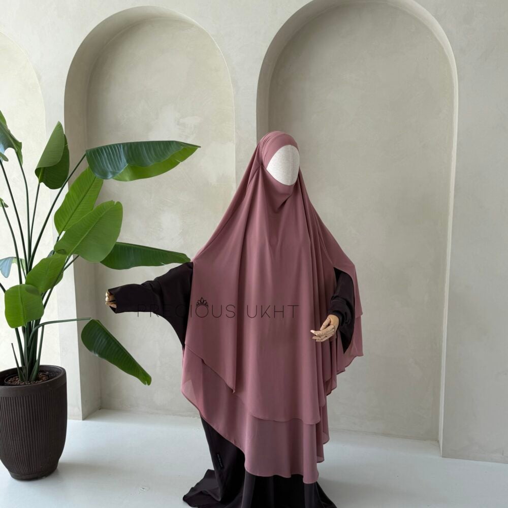 2 Laags Yemeni Chiffon Khimaar 'Old Rose'
