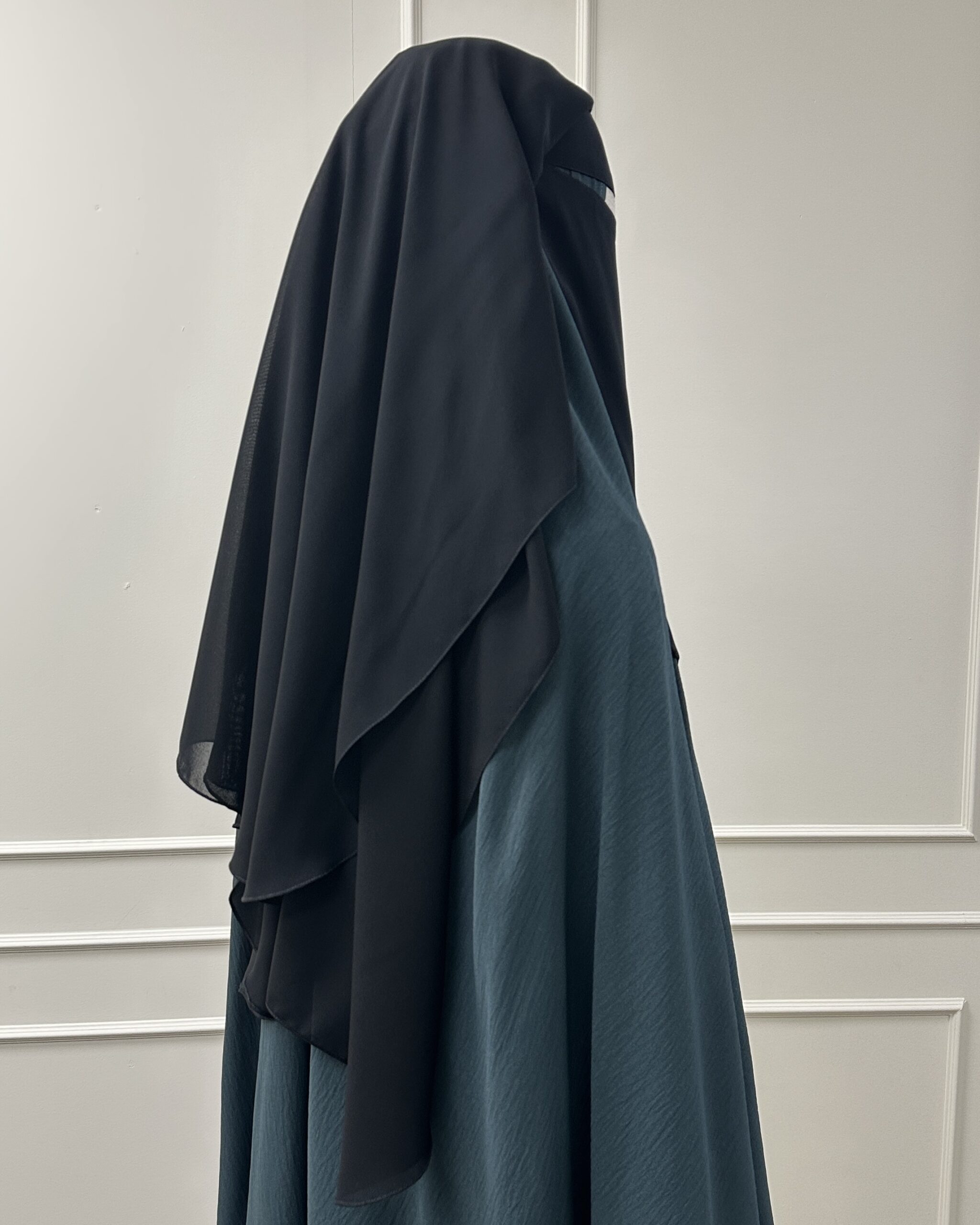 3 Laags Tieback Niqaab 'Black' - Afbeelding 3