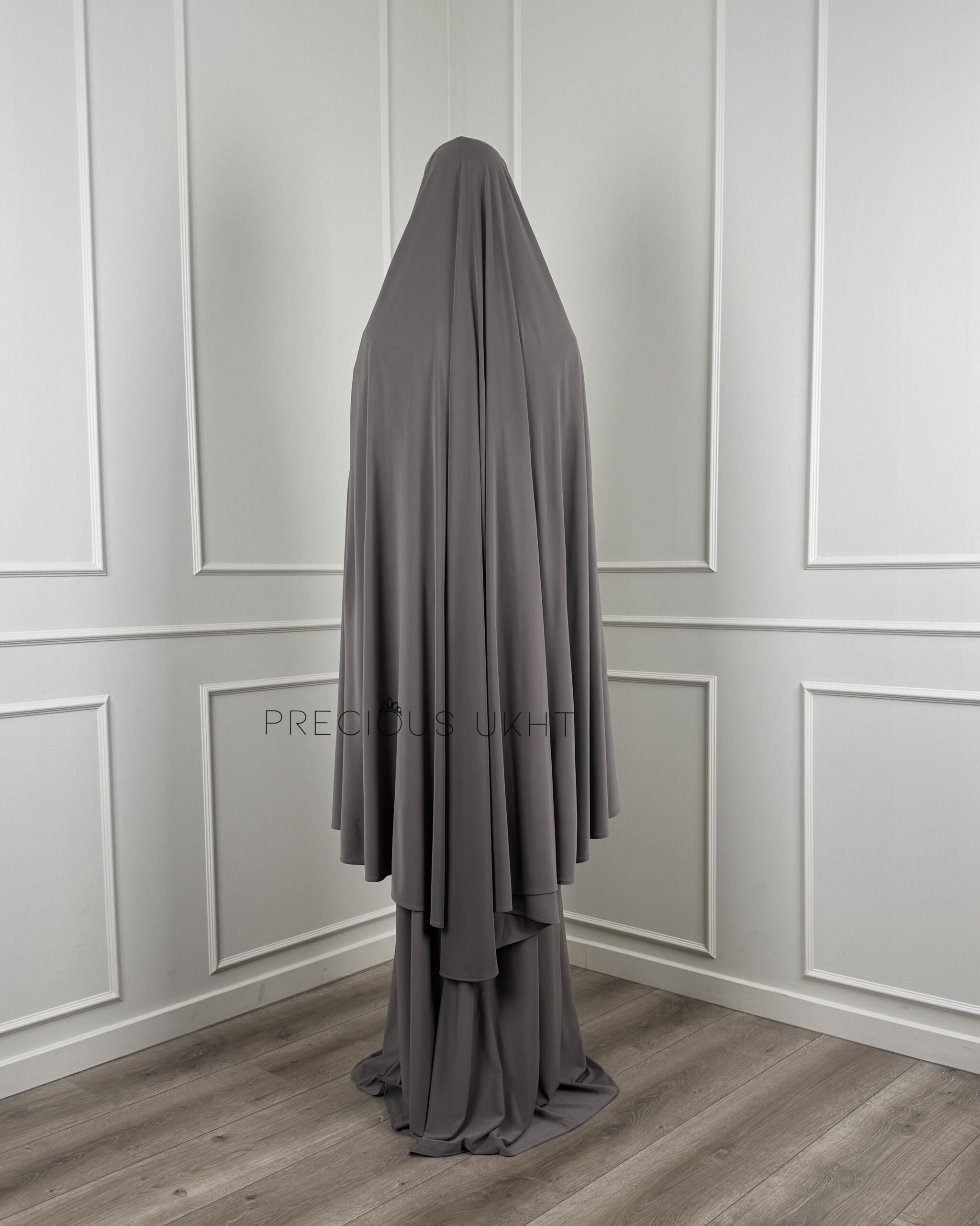 Premium Jersey Extra Long Khimaar & Abaya 'Dark Taupe' - Afbeelding 3
