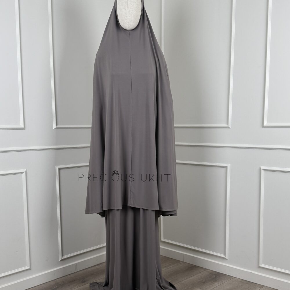 Premium Jersey Extra Long Khimaar & Abaya 'Dark Taupe'