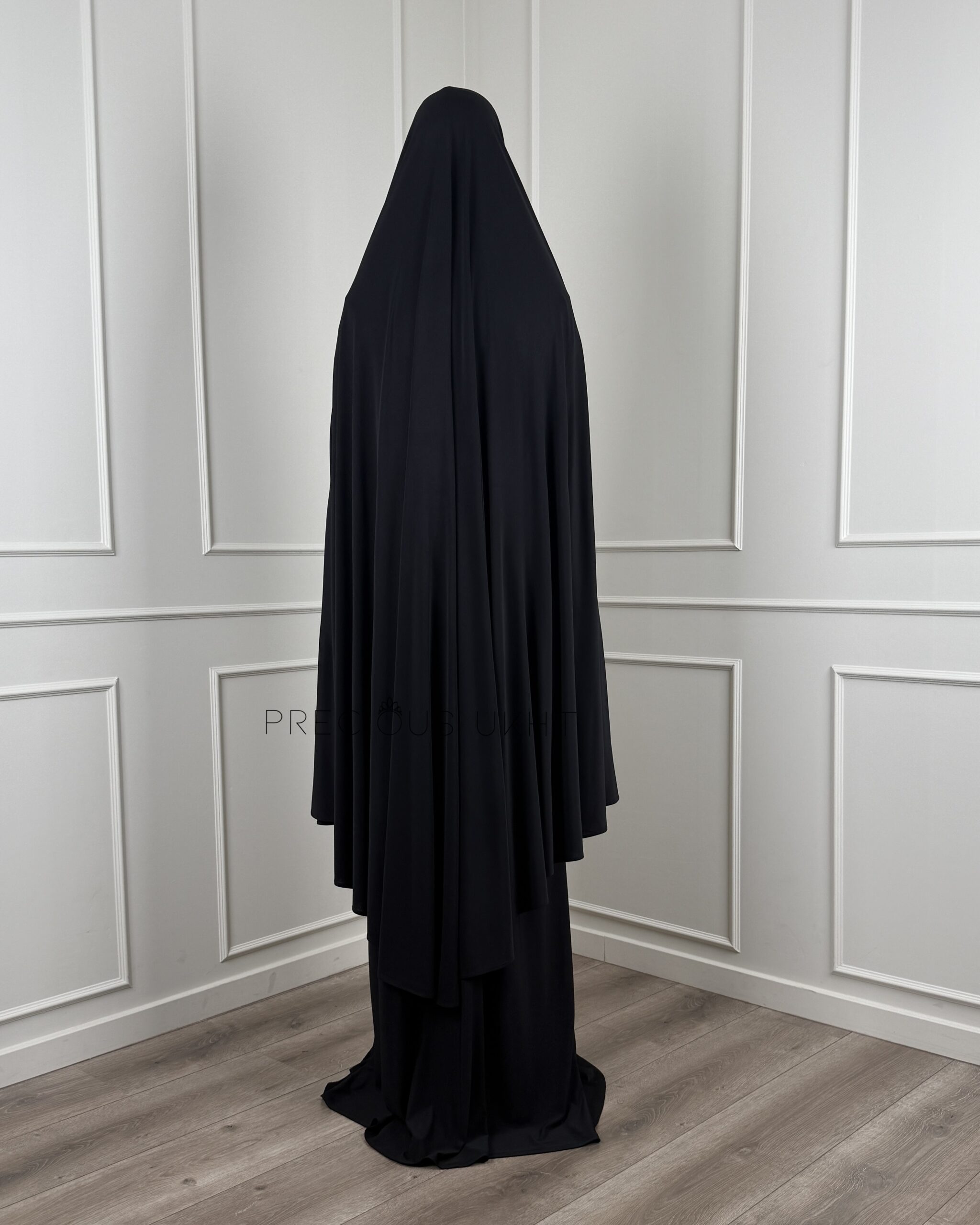 Premium Jersey Extra Long Khimaar & Abaya 'Black' - Afbeelding 3