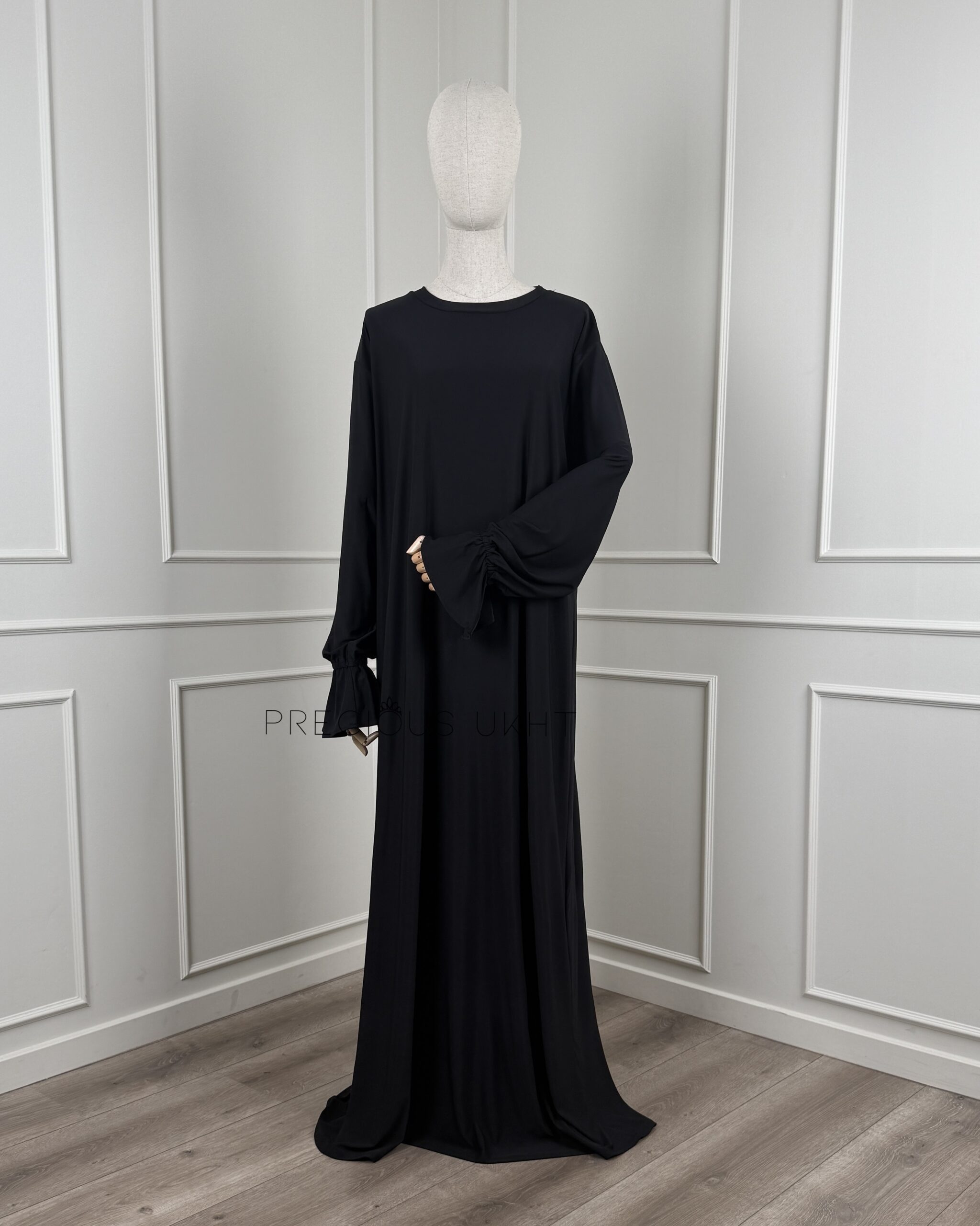 Premium Jersey Extra Long Khimaar & Abaya 'Black' - Afbeelding 2