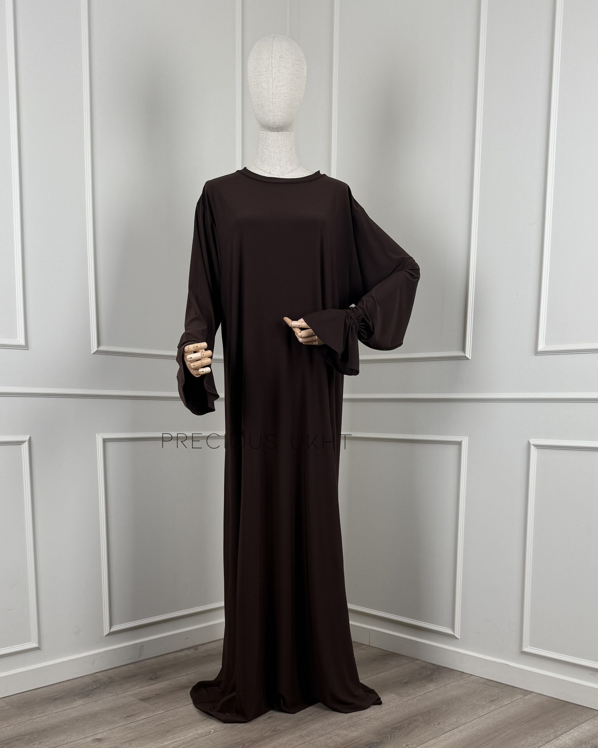 Premium Jersey Extra Long Khimaar & Abaya 'Dark Chocolate' - Afbeelding 2