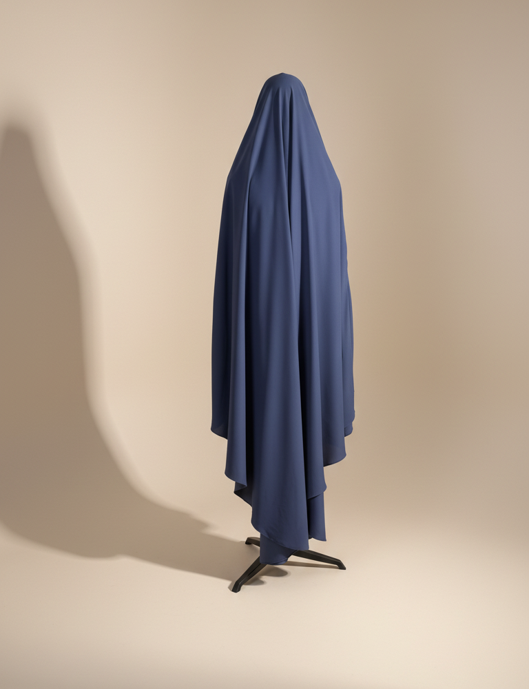 Alternative view of Luxury Tieback Yemeni Khimaar 'Grey Blue'