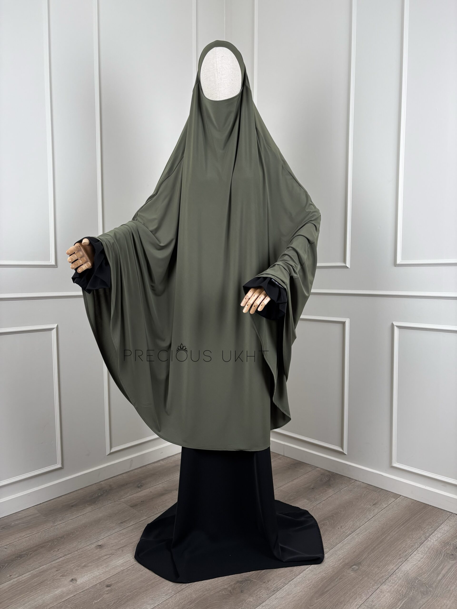 Premium Jersey Extra Long Tieback Khimaar 'Dark Olive' - Afbeelding 3