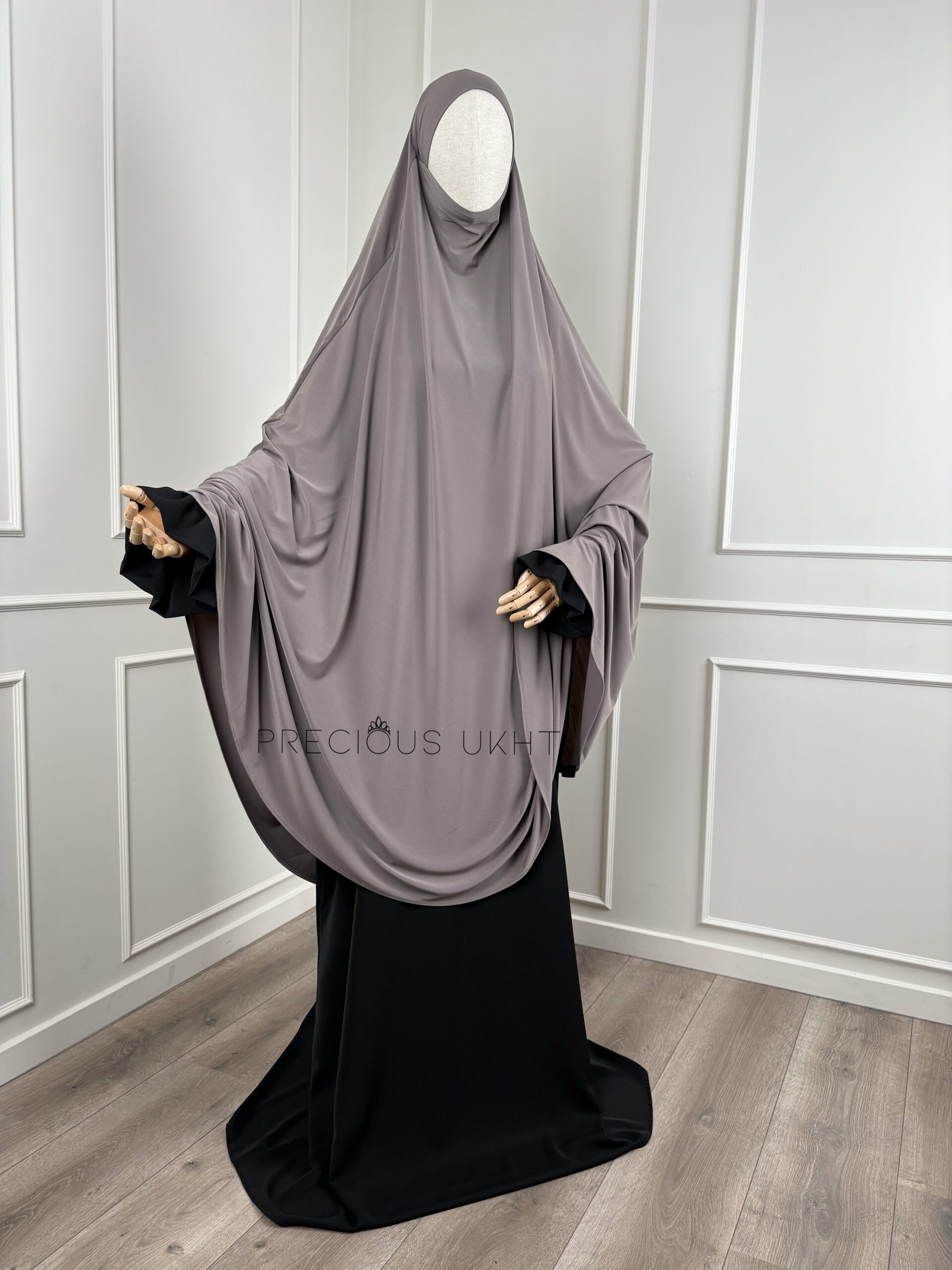 Premium Jersey Extra Long Tieback Khimaar 'Dark Taupe' - Afbeelding 3