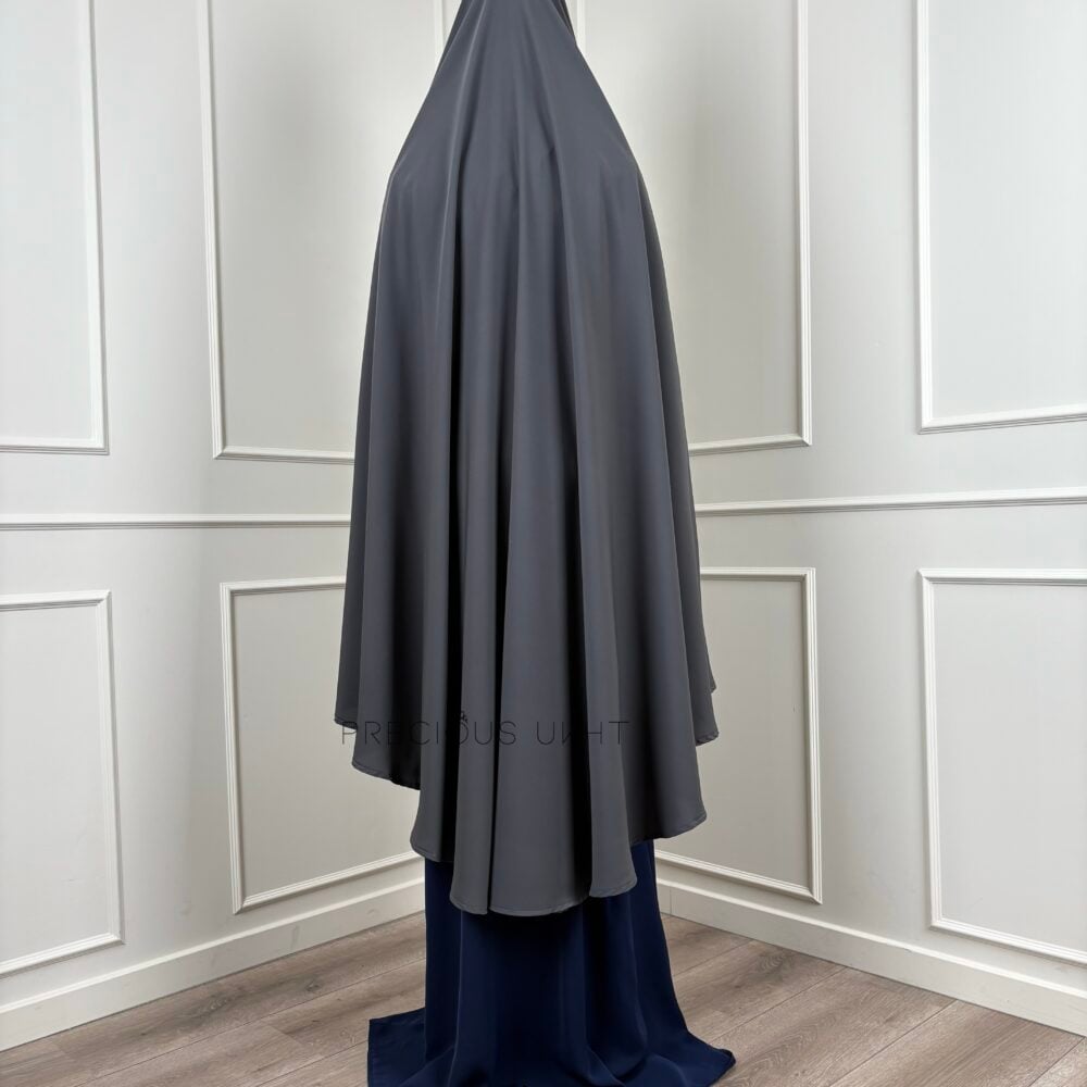 Alternative view of Tieback Knie Khimaar Yemeni 'Dark Grey' (Medina Silk)