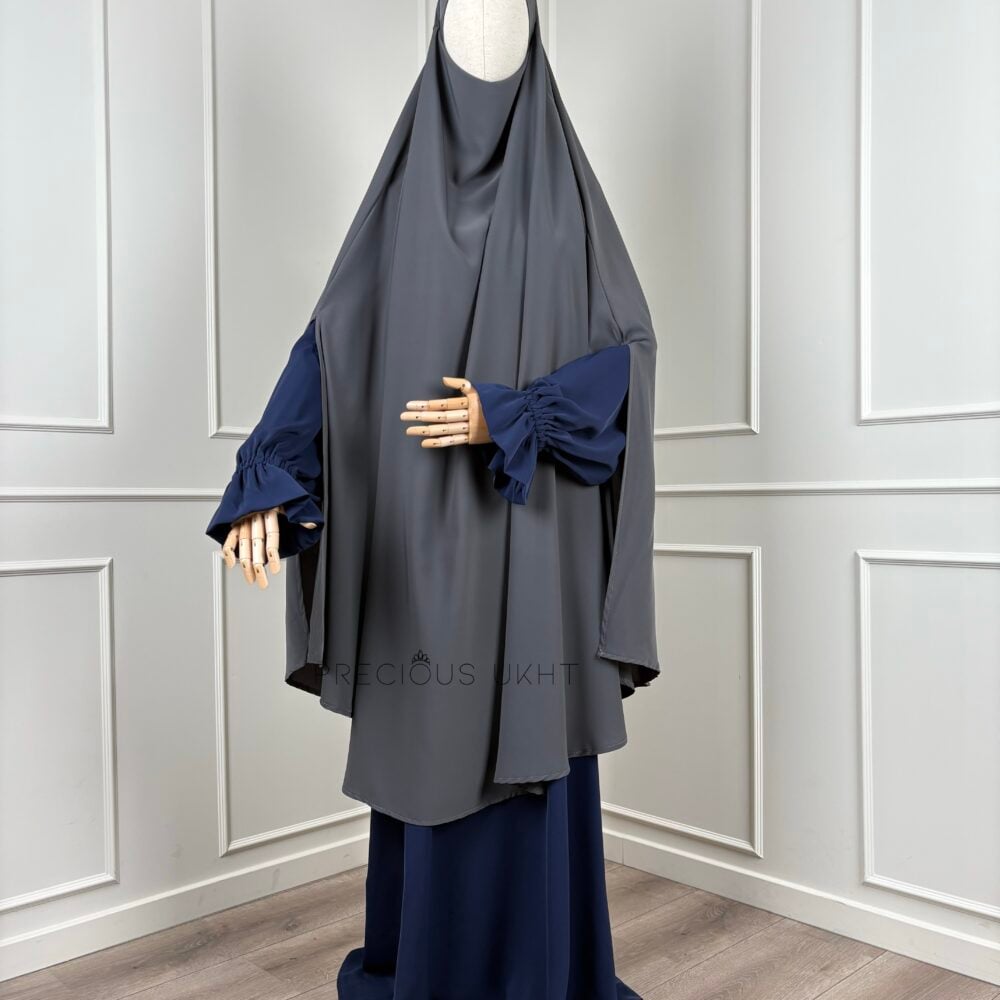 Tieback Knie Khimaar Yemeni 'Dark Grey' (Medina Silk)