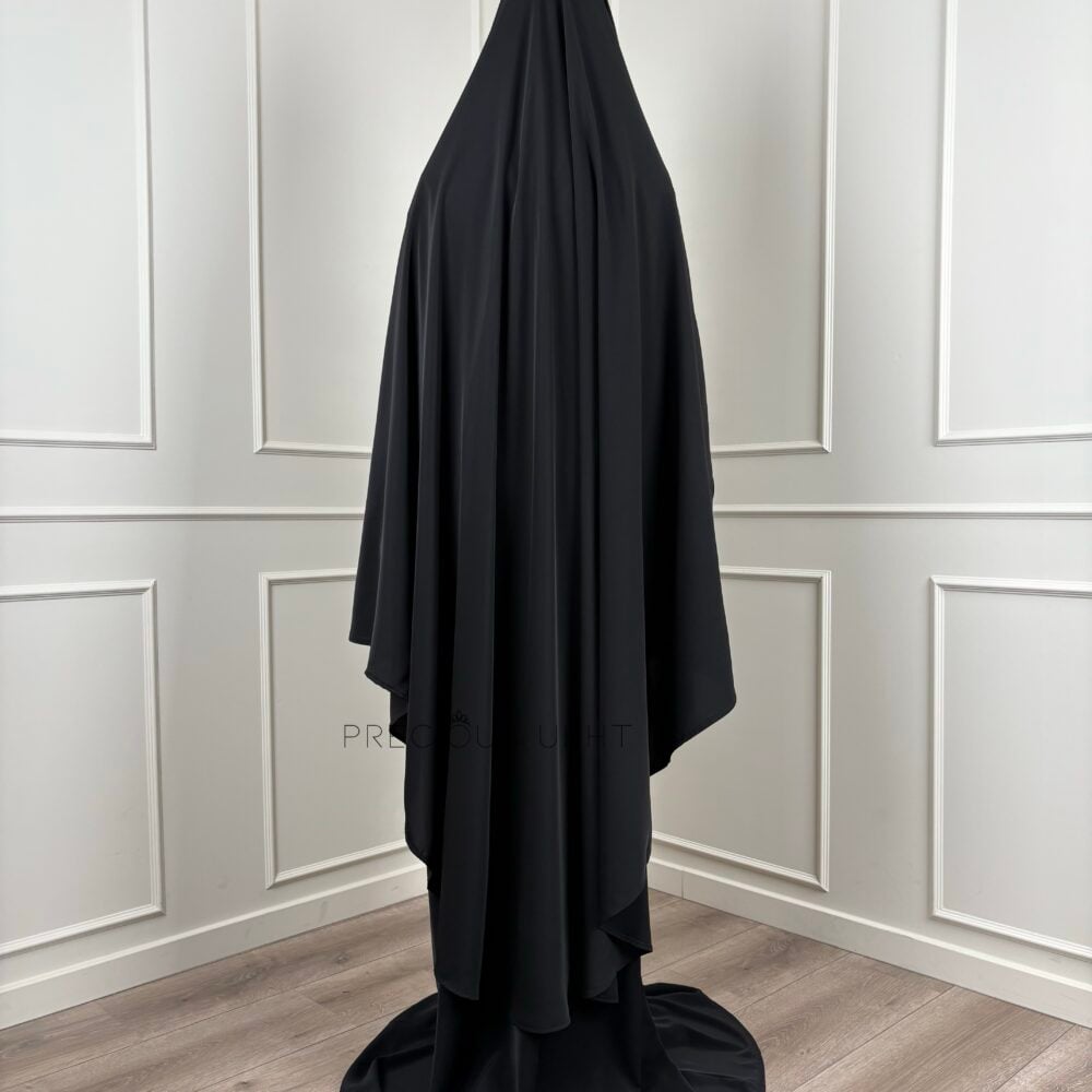 Alternative view of Tieback Knie Khimaar Yemeni 'Black' (Medina Silk)