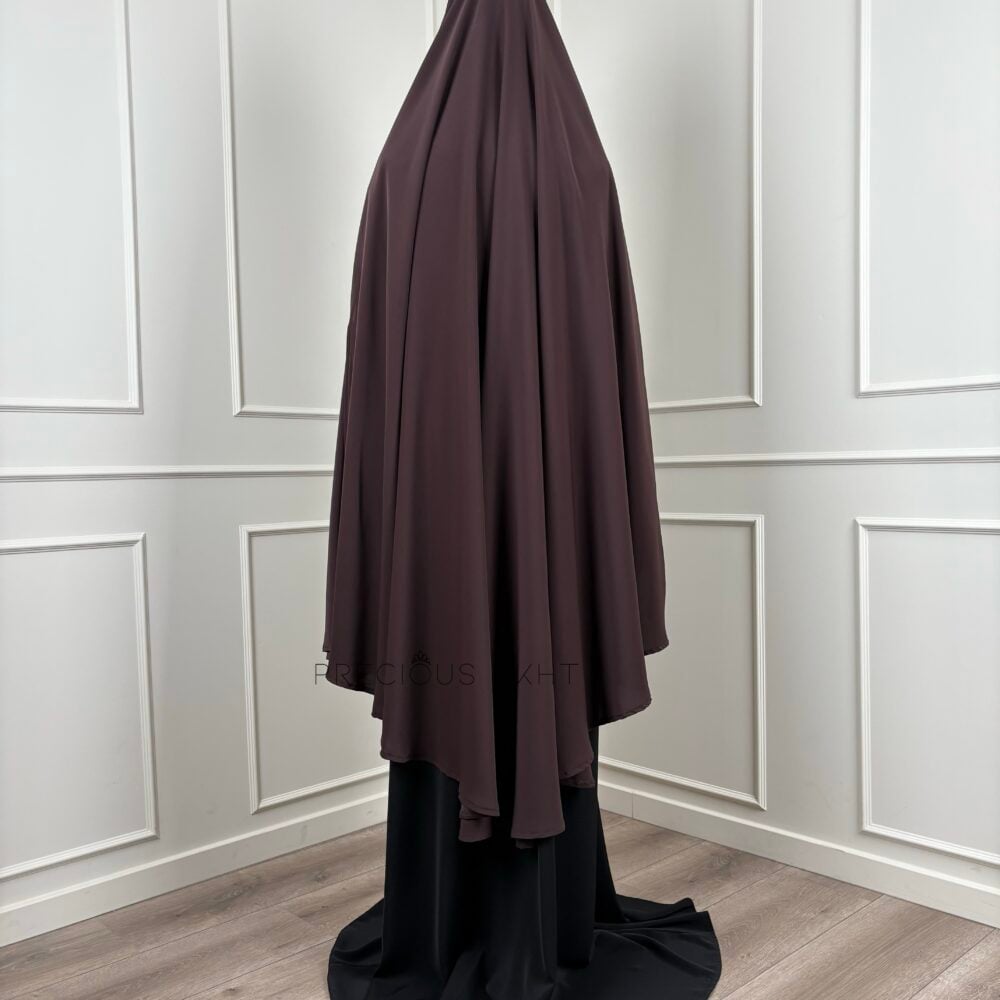 Alternative view of Tieback Knie Khimaar Yemeni ‘Dark Chocolate' (Medina Silk)