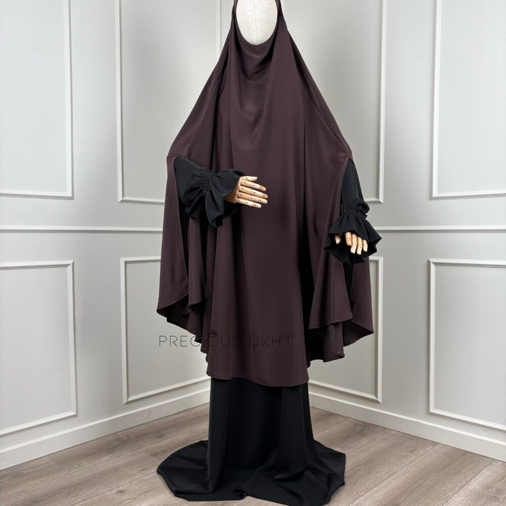 Tieback Knie Khimaar Yemeni ‘Dark Chocolate' (Medina Silk)