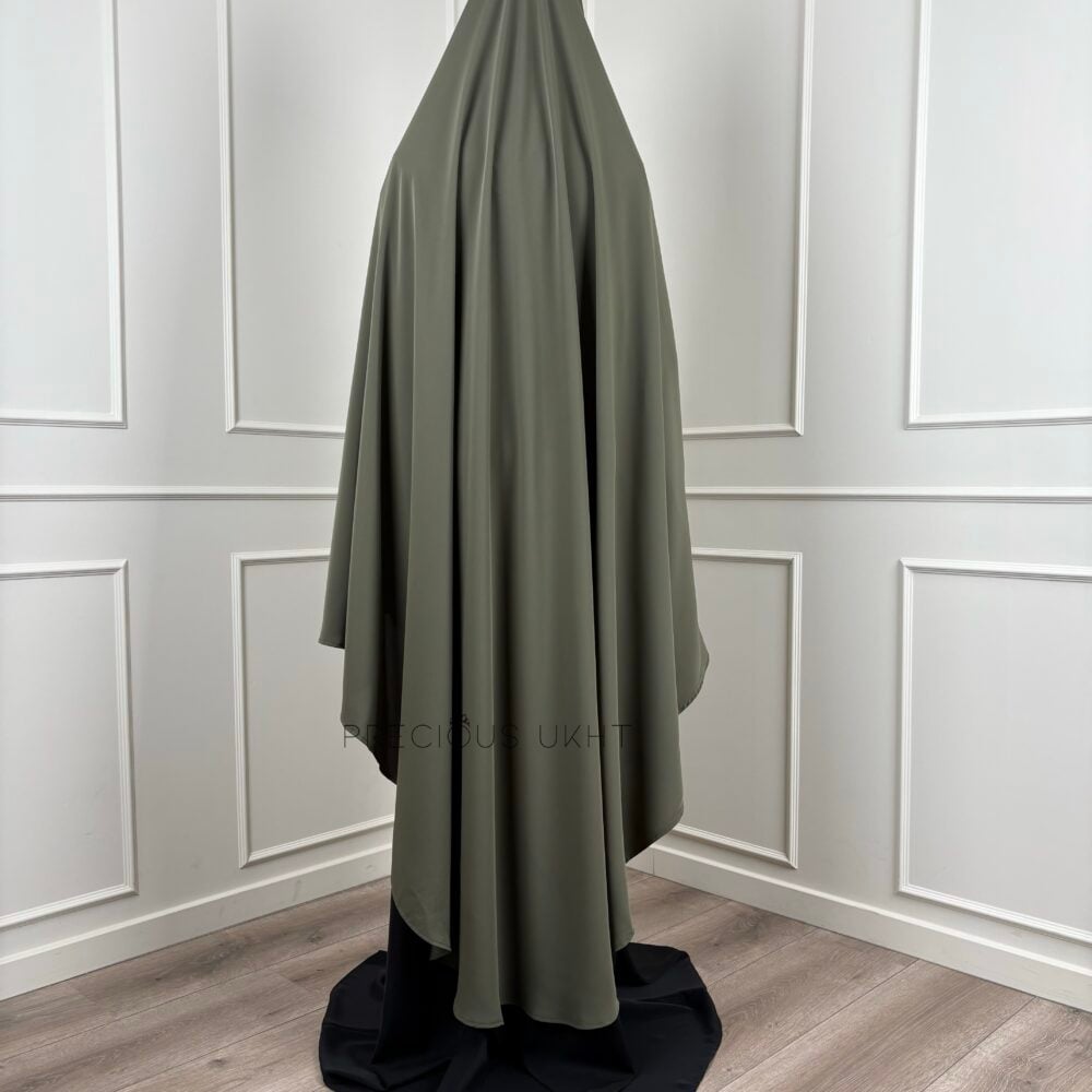 Alternative view of Tieback Knie Khimaar Yemeni ‘Khaki’ (Medina Silk)