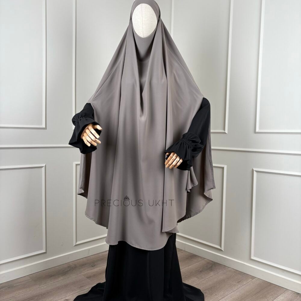 Tieback Knie Khimaar Yemeni 'Taupe Grey' (Medina Silk)