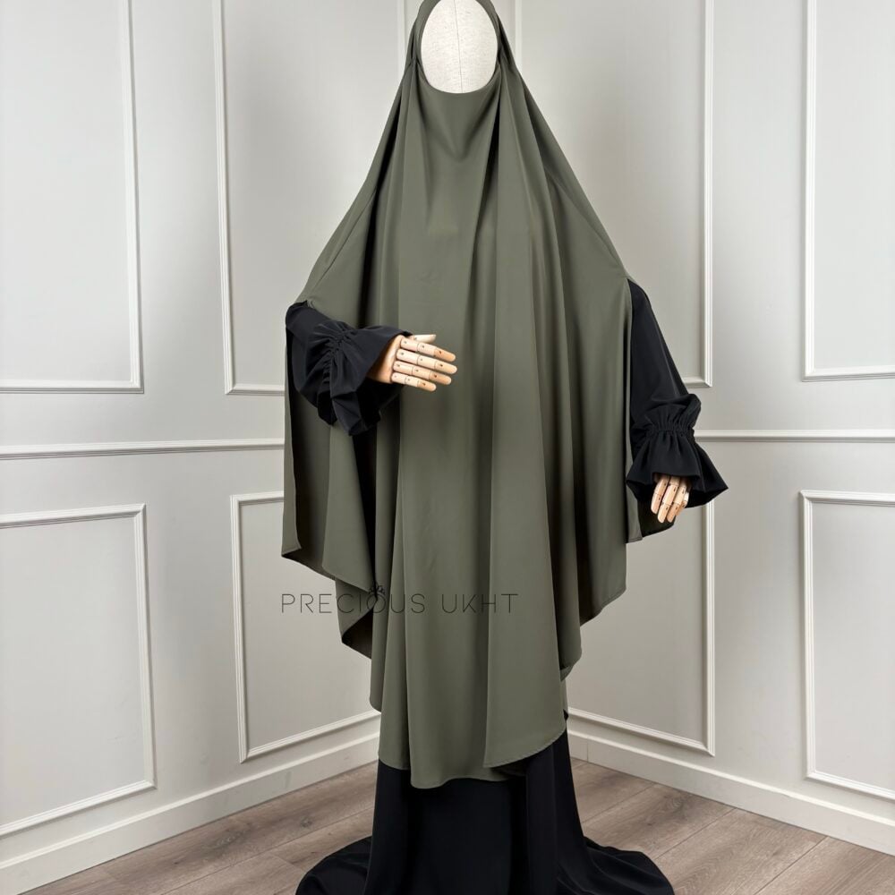 Tieback Knie Khimaar Yemeni ‘Khaki’ (Medina Silk)